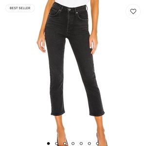 AGOLDE Riley High Rise Straight Crop in Black Pepper
